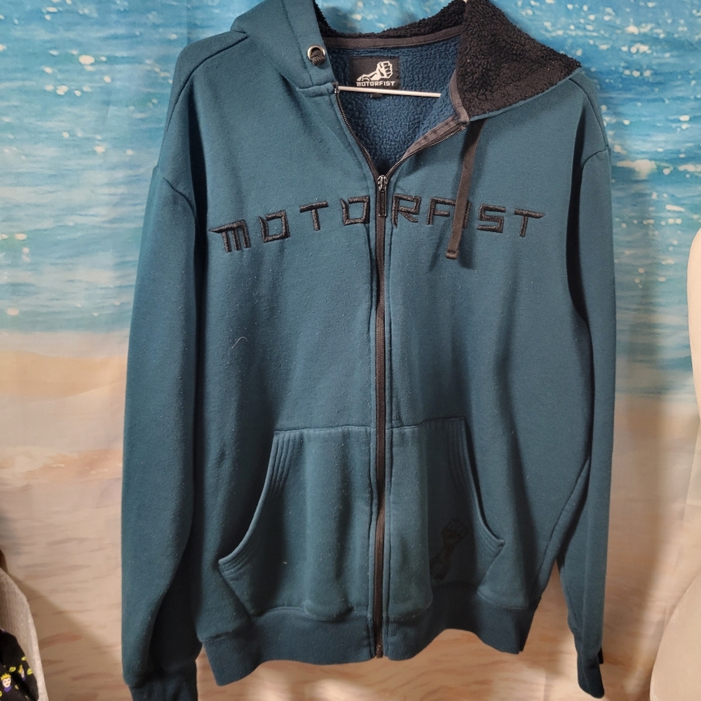 Motorfist‎ Mens Size Large Fuzzy Lined Hoodie Sweatshirt